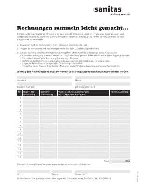 Sanits Compact Rechnungen Sammeln  Form