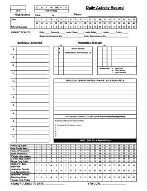 Daily Activity Record Corcoran Coaching  Form