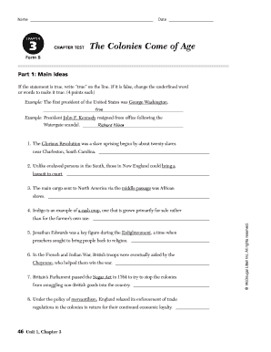 Chapter 3 the Colonies Come of Age Answer Key  Form