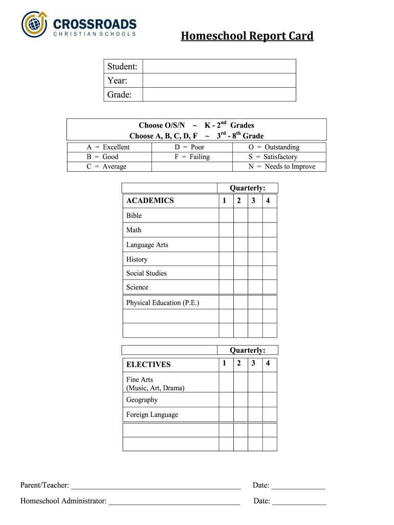 Nc Report Card 4 Quarters  Form