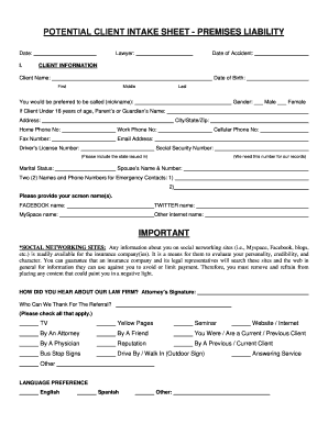 Premises Liability Intake Form