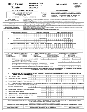 Blue Crane Route Municipality Supplier Database  Form