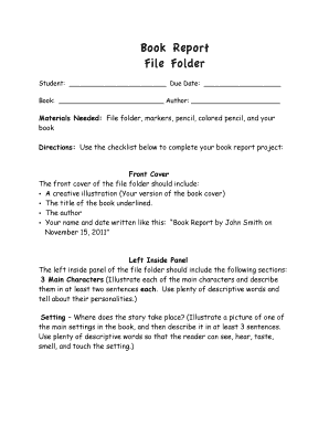 File Folder Book Report  Form