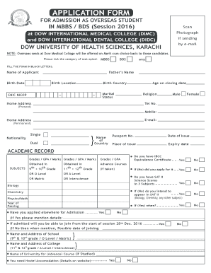 Dow International Medical College  Form