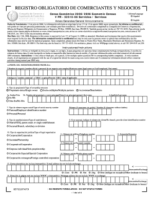 REGISTRO OBLIGATORIO DE COMERCIANTES Y NEGOCIOS Censo Econmico Economic Census PR 5251006 Servicios Services 1  Form