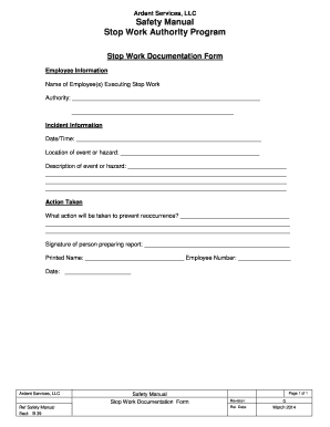 Stop Work Authority Form