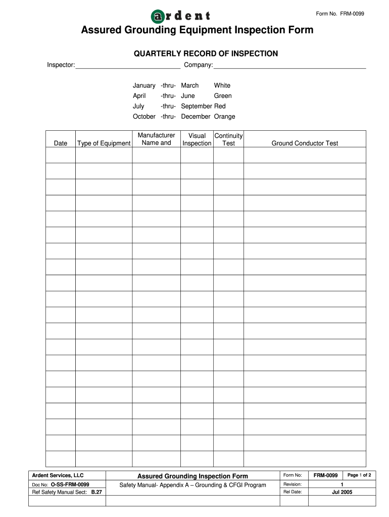  Assured Grounding Equipment Inspection Form Ardent Shared Ardentshared 2005