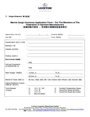 Marine Cargo Insurance Application Form Blocktonb Basiabbcomb