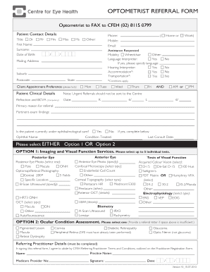 Optometrist Referral Form