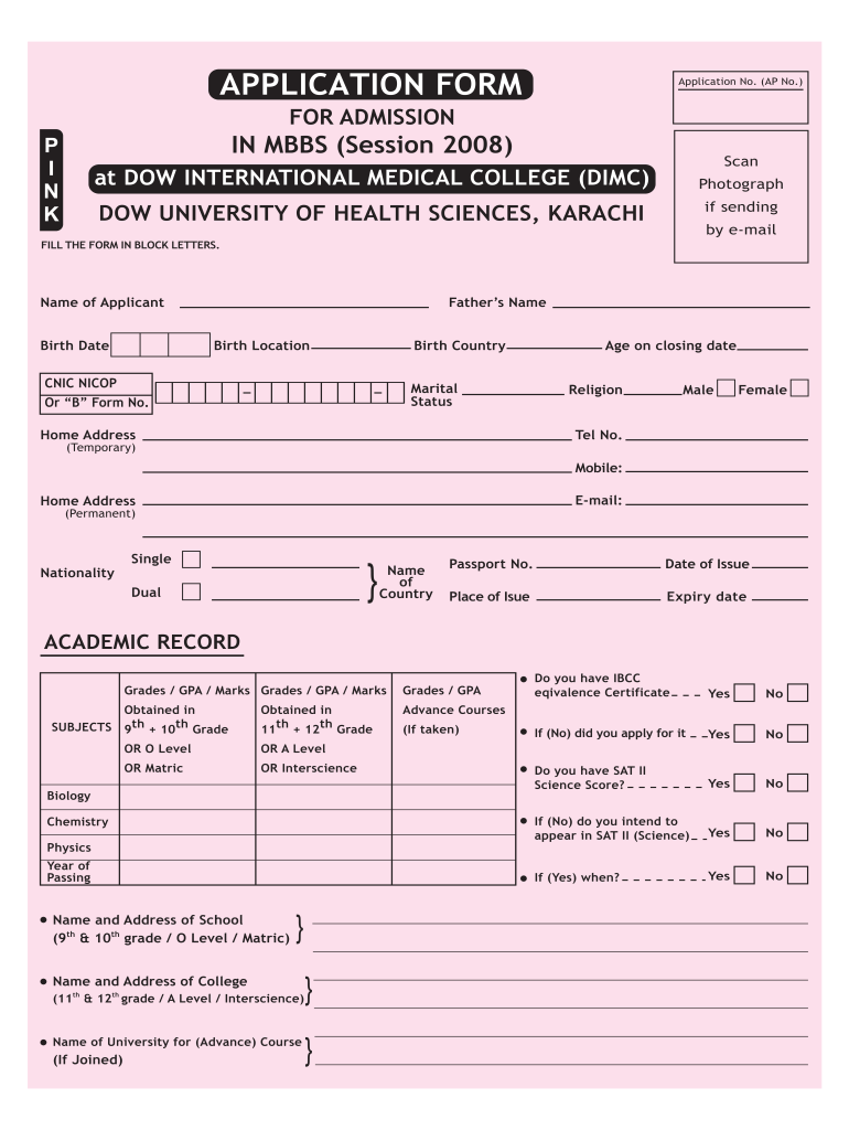 Get and Sign Dimc Admission 2008-2022 Form