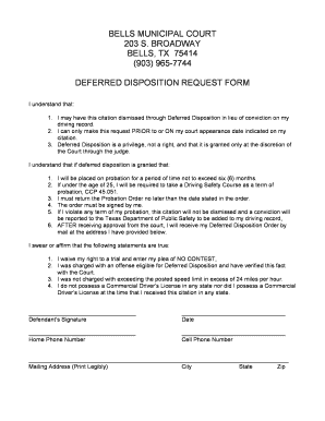 Deferred Disposition  Form