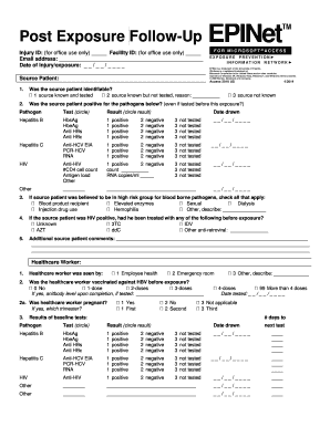 Post Exposure FollowUp Injury ID for Office Use Only Facility ID for Office Use Only Email Address Date of Injuryexposure Source  Form