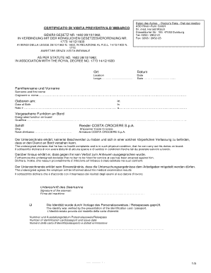 CERTIFICATO DI VISITA PREVENTIVA D IMBARCO Ort Datum Hajoorvos  Form