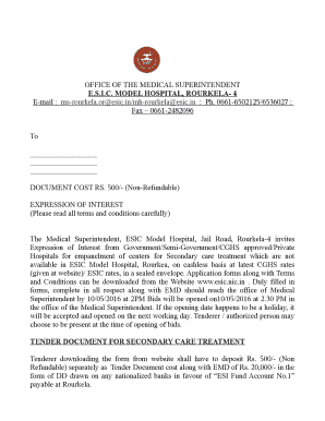 Esic Empanelment Application Form