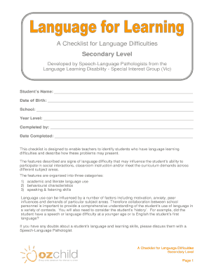 Oz Child Checklist  Form