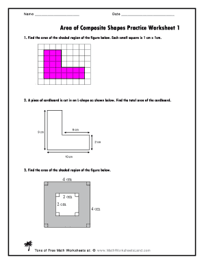 Area of Composite Figures Worksheet PDF  Form