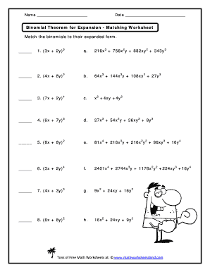 Cube of a Binomial Worksheet  Form