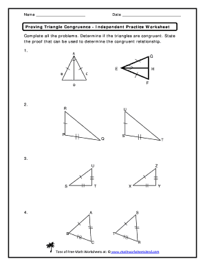 Proving Triangle Congruence Worksheet with Answers PDF  Form