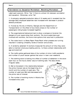 Correlation Vs Causation Worksheet  Form