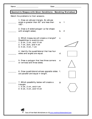 Draw Geometric Shapes with Given Conditions Worksheet  Form