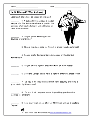 Biased or Unbiased Worksheet Answer Key  Form