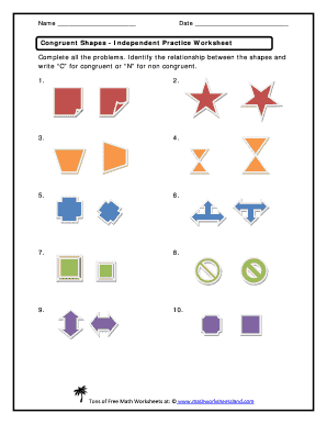 Congruent Shapes Worksheet PDF  Form