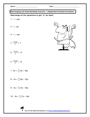 Rearranging Formulas Worksheet PDF