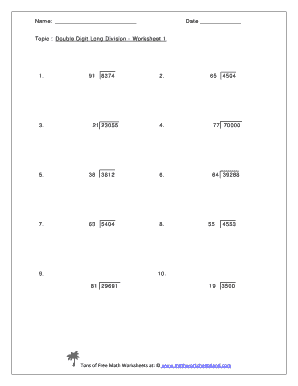 Multi Digit Division Worksheets  Form