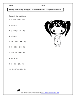 Simplifying Imaginary Numbers Worksheet  Form