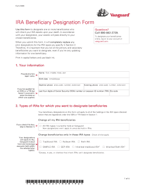 Vanguard Beneficiary Form PDF