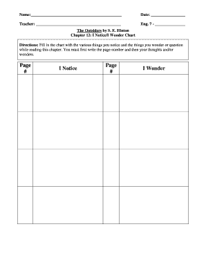 Notice and Wonder Chart PDF  Form