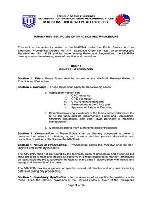 Marina Rules of Procedure  Form