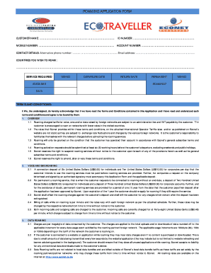 Ecotraveller Roaming Application Form