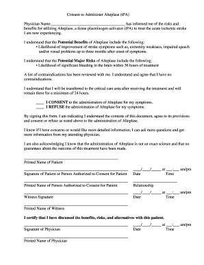 Consent to Administer TPA  Form