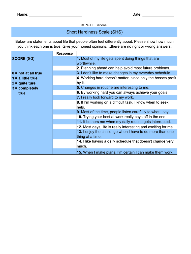 Hardiness Scale PDF  Form