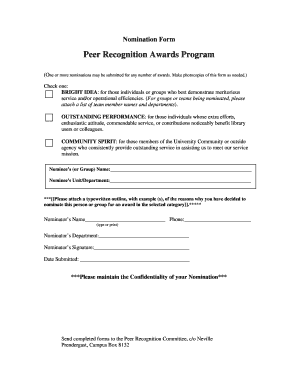 Peer to Peer Recognition Form
