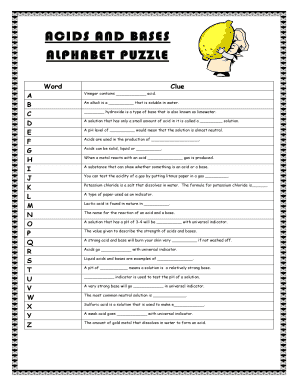 Acids and Bases Alphabet Puzzle Answer Key  Form