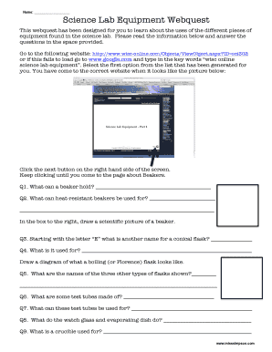 Lab Equipment Webquest  Form