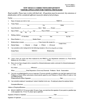 New Mexico Prison Visitation Form