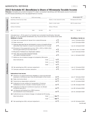 KF, Beneficiary's Share of Minnesota Taxable Income Beneficiary's Share of Minnesota Taxable Income  Form
