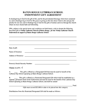 Endowment Gift Agreement Form Tlcbr