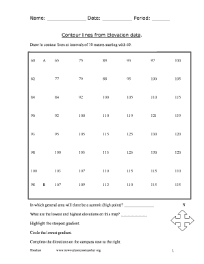 Draw in Contour Lines at Intervals of 10 Meters Starting with 60  Form