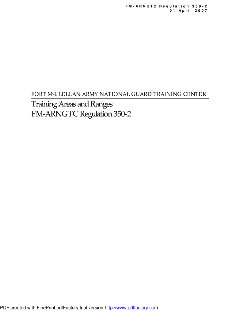  Fort McClellan Regulation 350 2 Range and Training Area Safety 2007-2024