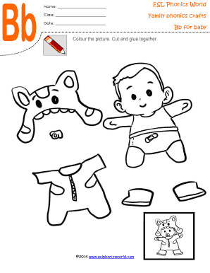 Bb for Baby Paper Craft, Family Phonics Craft Worksheets  Form