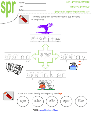 Spr Trigraph Worksheet, Spr Primary Level 1 Phonics  Form