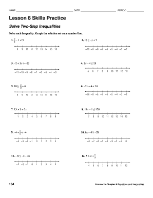 Lesson 8 Skills Practice Solve Two Step Inequalities Answer Key  Form