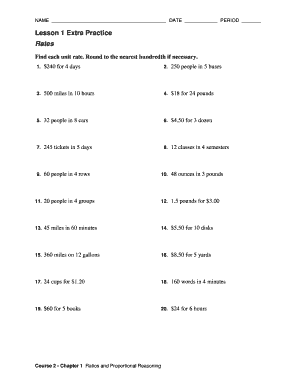 Lesson 1 Extra Practice Answer Key  Form