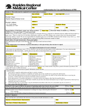 Rapides Regional Medical Center Medical Records  Form