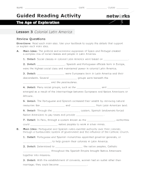 Lesson 3 Colonial Latin America Answer Key  Form