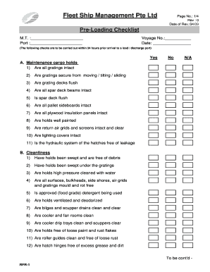Arrival Checklist  Form